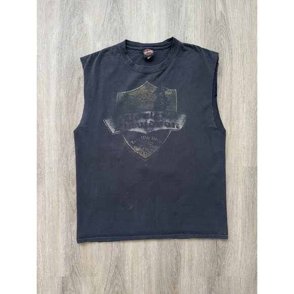 Vintage Y2K Harley Davidson Lynchburg Virginia Timeless Legends Cut Off Sleeve T - Picture 1 of 11